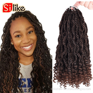 12Inches Ombre Senegalese Twist Hair for Black Women Curly Ends 3X Kinky Twist Crochet Braiding Hair Synthetic Hair Extensions